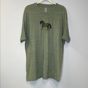 Green Short Sleeve Tee with Outer Banks Carova Horse Graphic - XXL